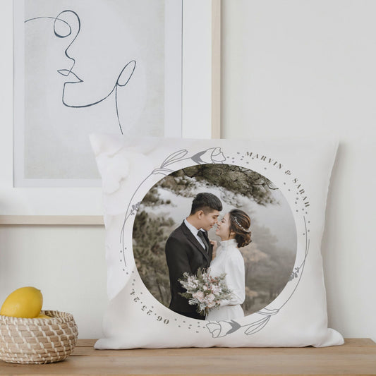 Personalized Wedding Photo Pillow – Custom Names & Date Gift for Couples & Anniversaries