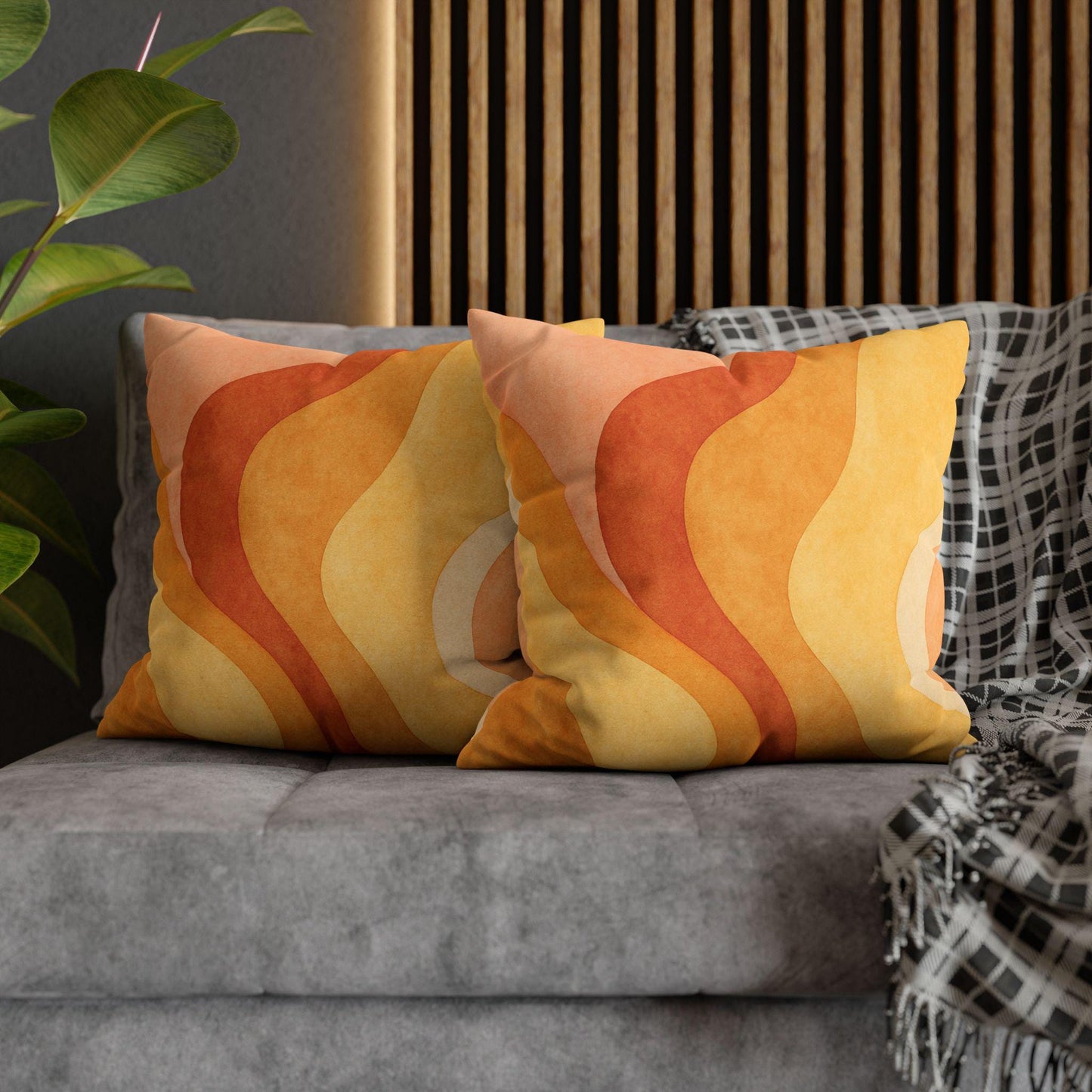 Retro Earthy Wave Throw Pillow – Boho Accent Cushion for Cozy Home Decor & Gifting