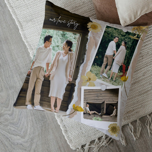 Personalized Couples Photo Collage Pillow – Custom Names & Romantic Keepsake Gift