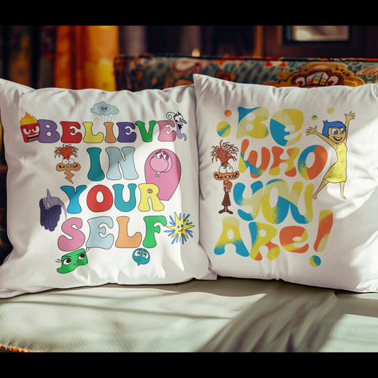 Personalized Inside Out Emotion Pillow – Double-Sided Print Featuring Joy & Sadness | Mental Health Matters