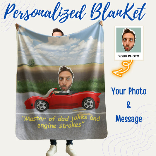 Personalized Funny Dad Car Blanket – Custom Photo Gift for Car-Loving Fathers