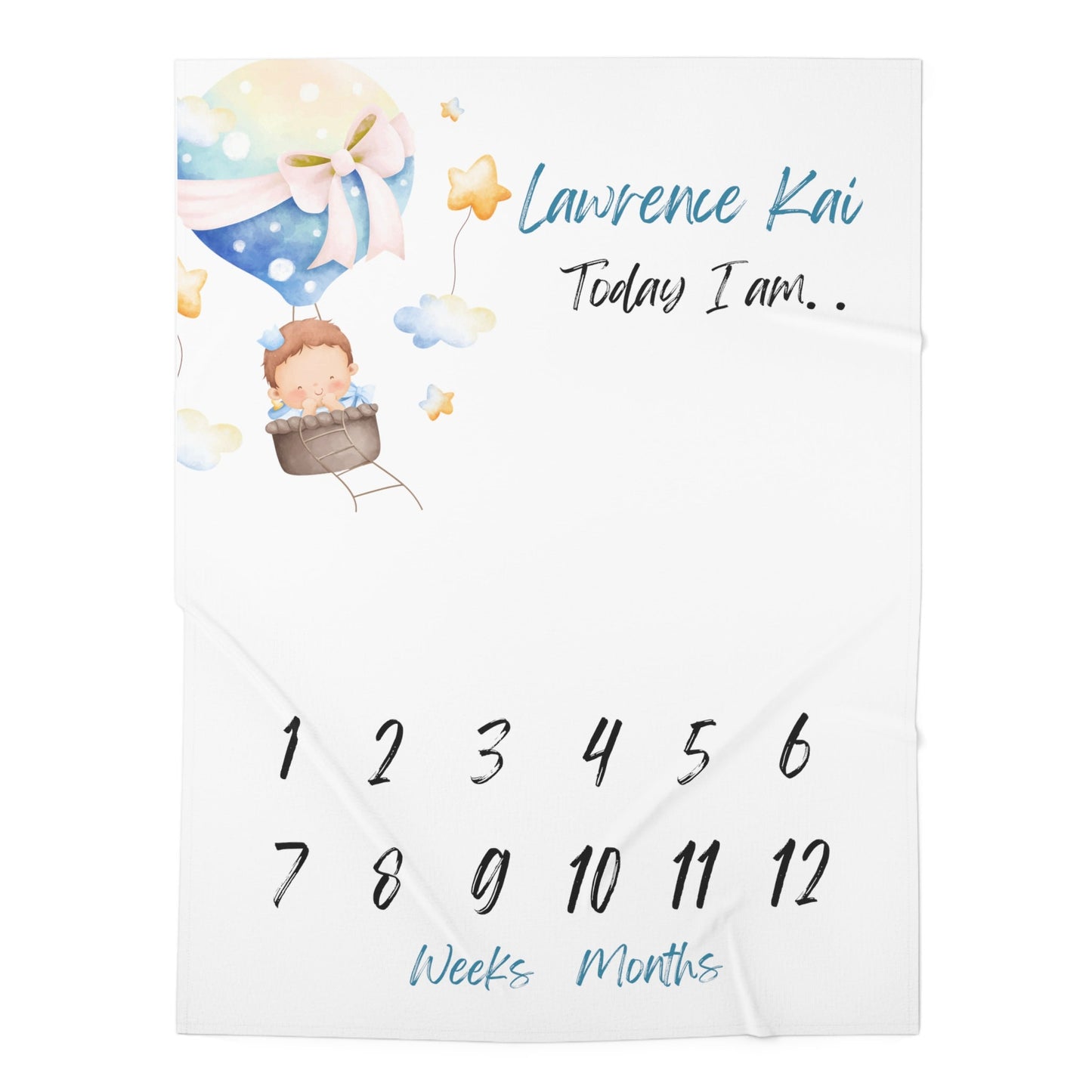 Personalized Baby Milestone Blanket – Custom Name & Monthly Tracker for DIY Photoshoots