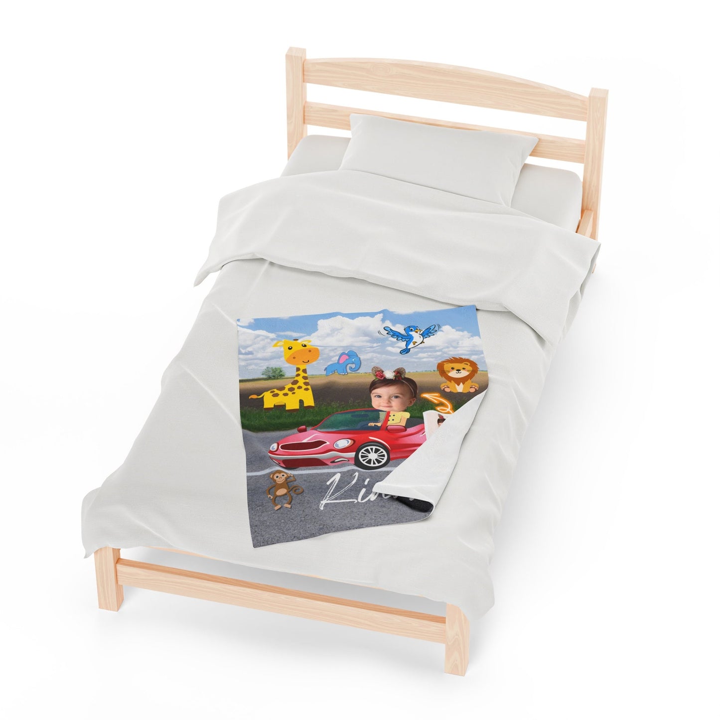 Personalized Baby Photo Blanket – Custom Name & Animal Design Gift for Kids