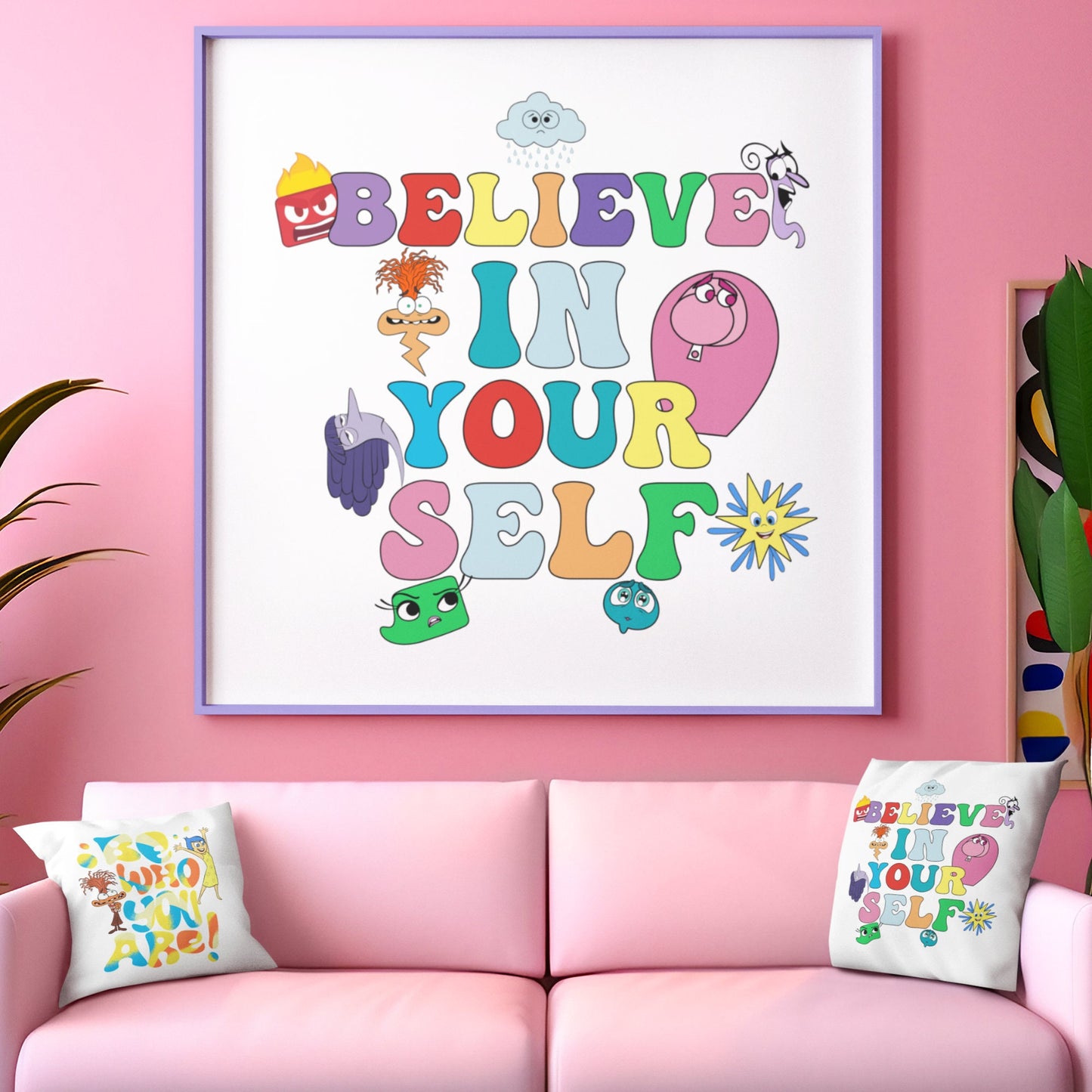 Personalized Inside Out Emotion Pillow – Double-Sided Print Featuring Joy & Sadness | Mental Health Matters