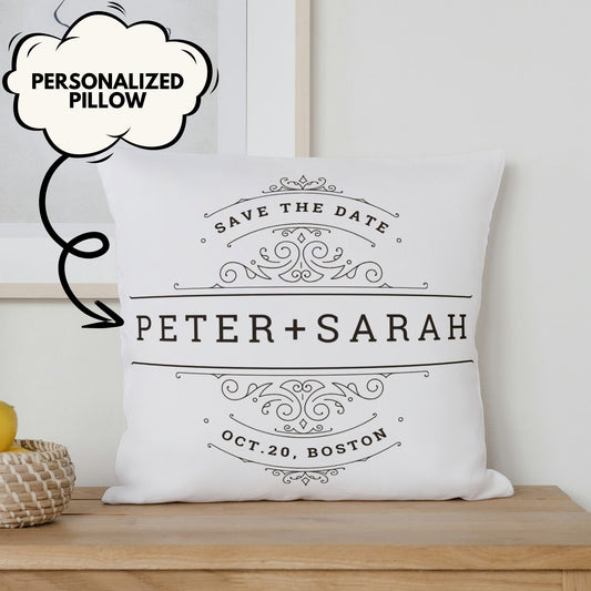 Personalized Wedding Pillow – Custom Name & Date Gift for Couples, Engagements & Anniversaries
