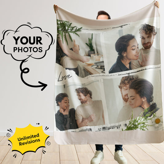 Personalized Photo Collage Blanket – Custom Gift for Couples & Special Momentsrsaries & Special Momentscial Moments