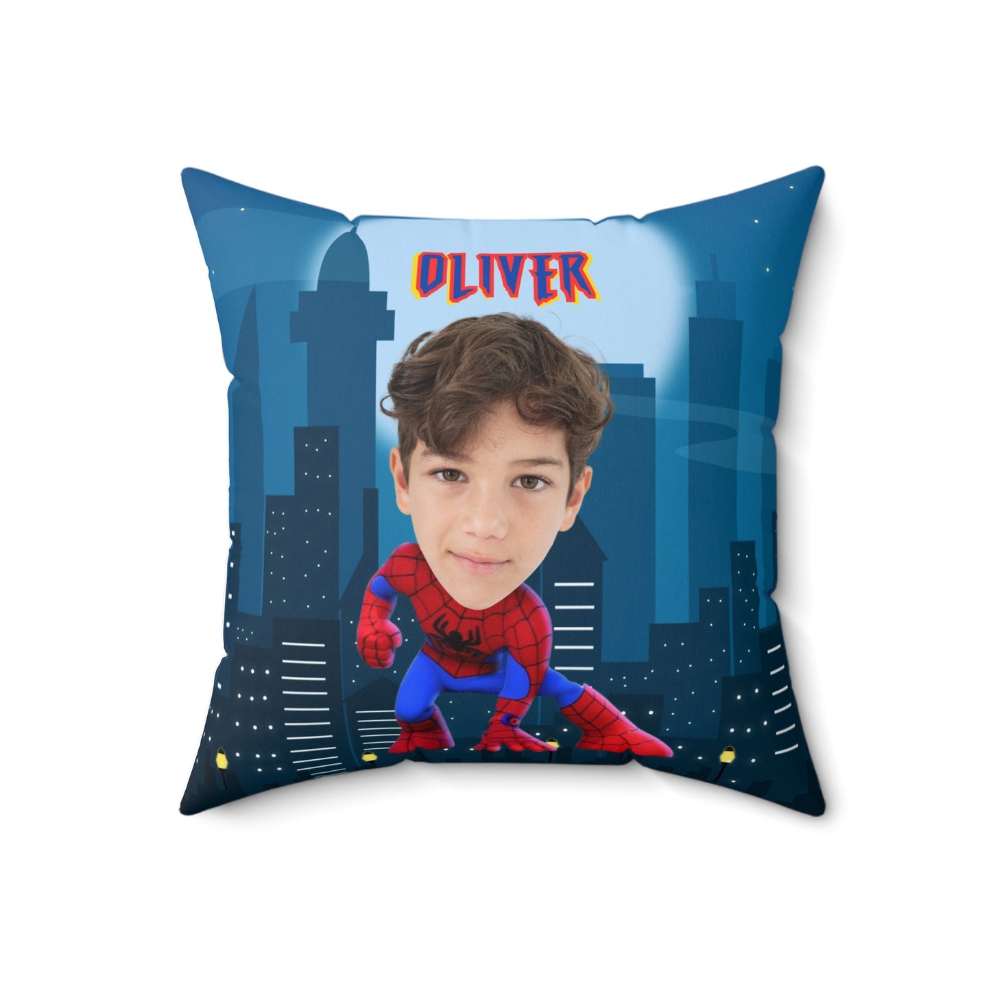 Personalized Spiderman Pillow with Name – Custom Double-Sided Superhero Cushion for Kids