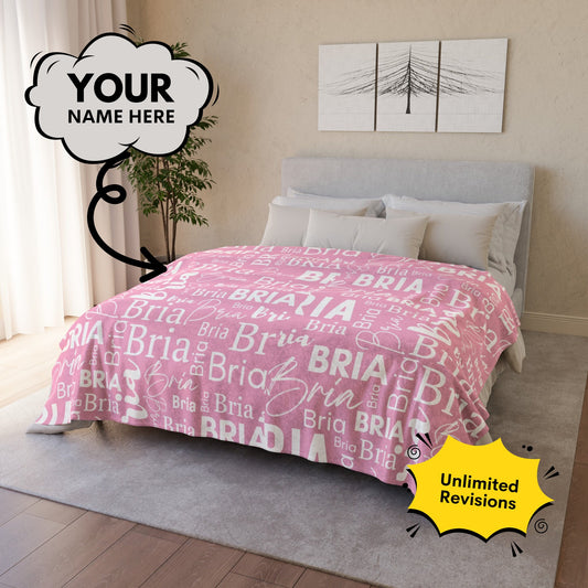 Personalized Minimalist Name Blanket – Custom Color Gift for Baby Girls & Boys