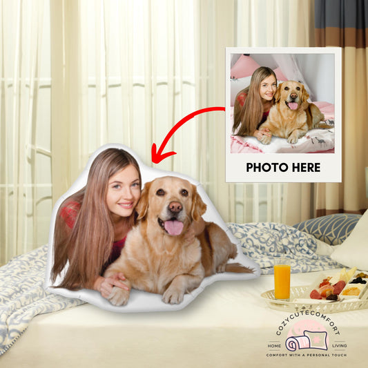 Personalized Pet Photo Pillow – Custom 3D Shaped Cushion for Dog & Cat Lovers | Memorial Gift & Cozy Keepsake