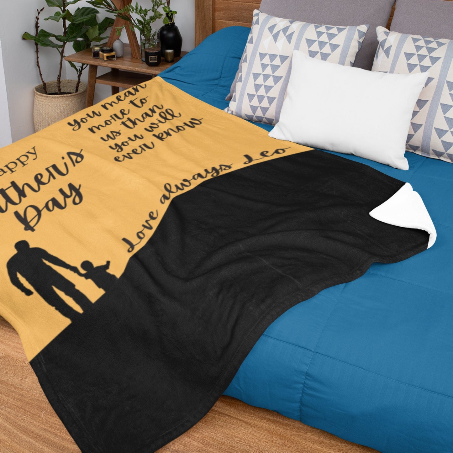 Personalized Father’s Day Blanket – Custom Message, Names & Photo Gift for Dad, Step Dad