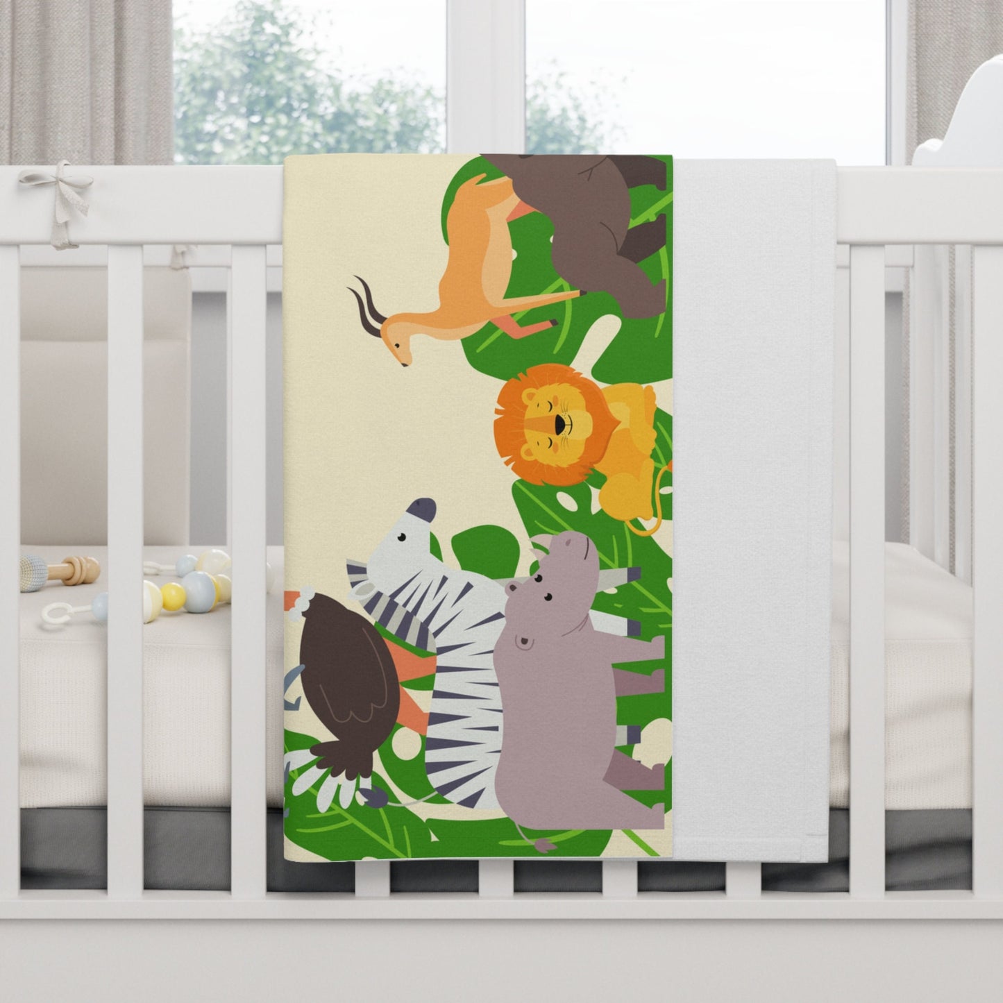 Personalized Safari Animal Baby Blanket – Custom Name Gift for 1st Birthday & Nursery Decor