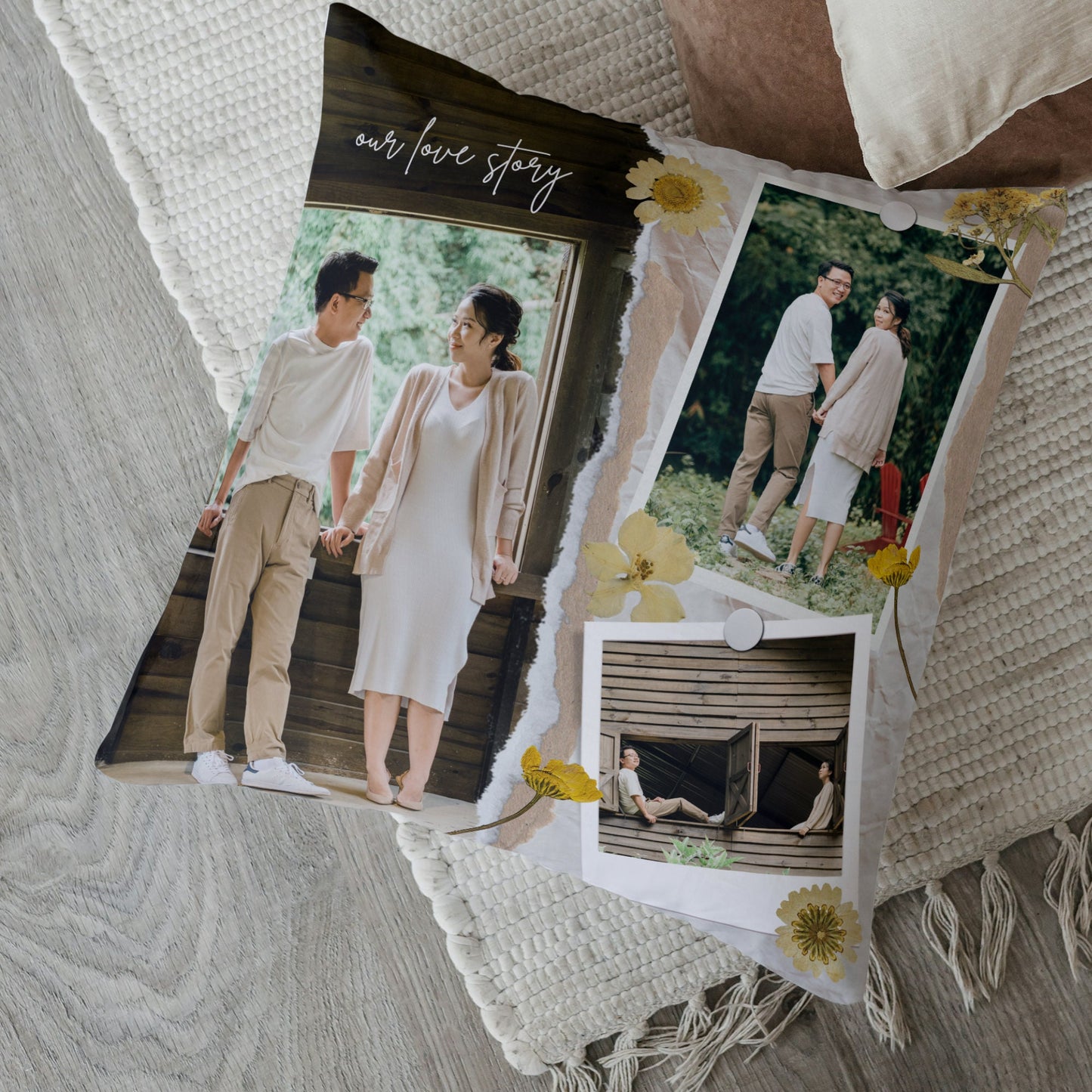 Personalized Couples Photo Collage Pillow – Custom Names & Romantic Keepsake Gift