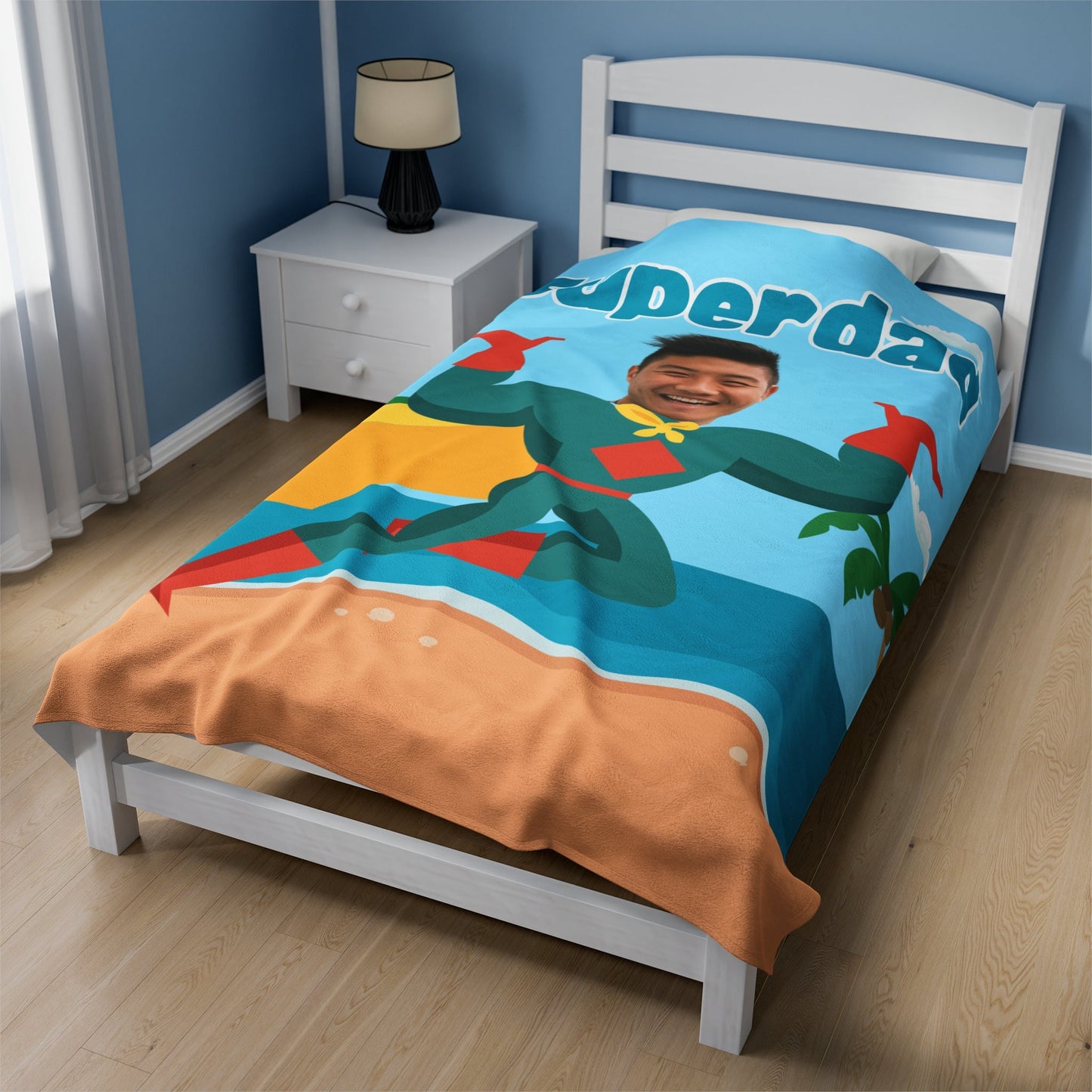 Personalized Superdad Blanket – Funny Superhero Photo Gift for Father’s Day & Dad’s Birthday