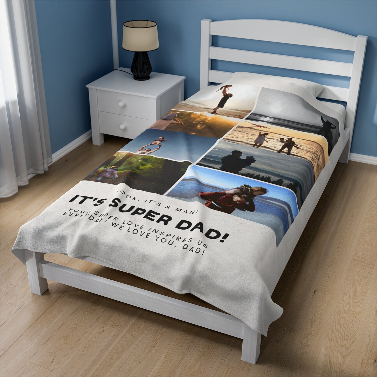 Personalized Photo Blanket – Custom Gift for Dad, Grandpa, or Him