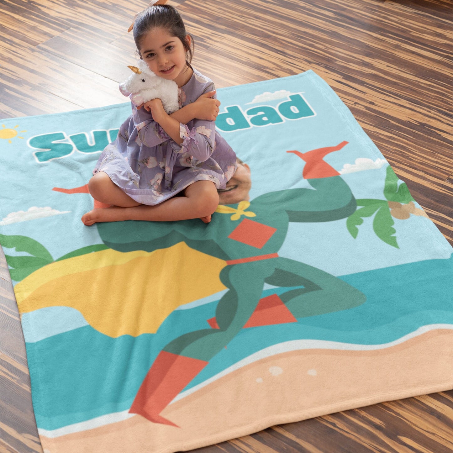 Personalized Superdad Blanket – Funny Superhero Photo Gift for Father’s Day & Dad’s Birthday
