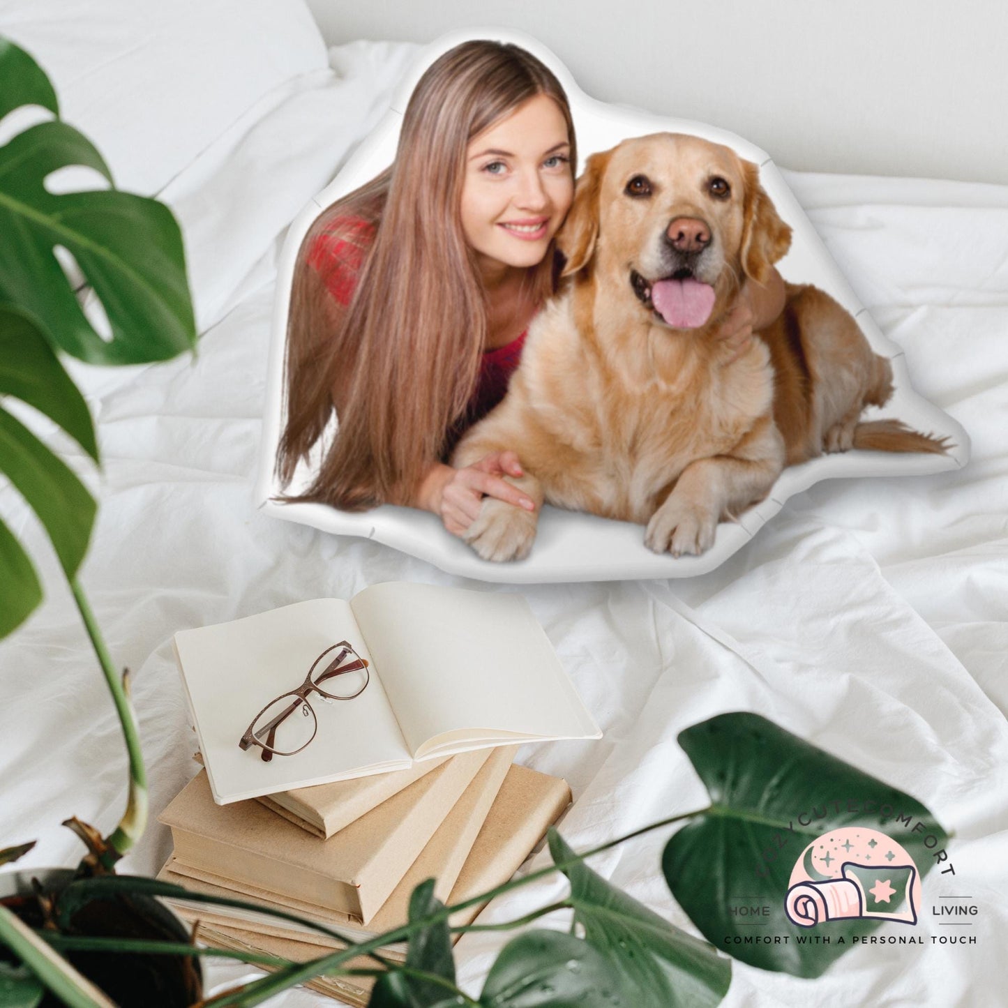 Personalized Pet Photo Pillow – Custom 3D Shaped Cushion for Dog & Cat Lovers | Memorial Gift & Cozy Keepsake