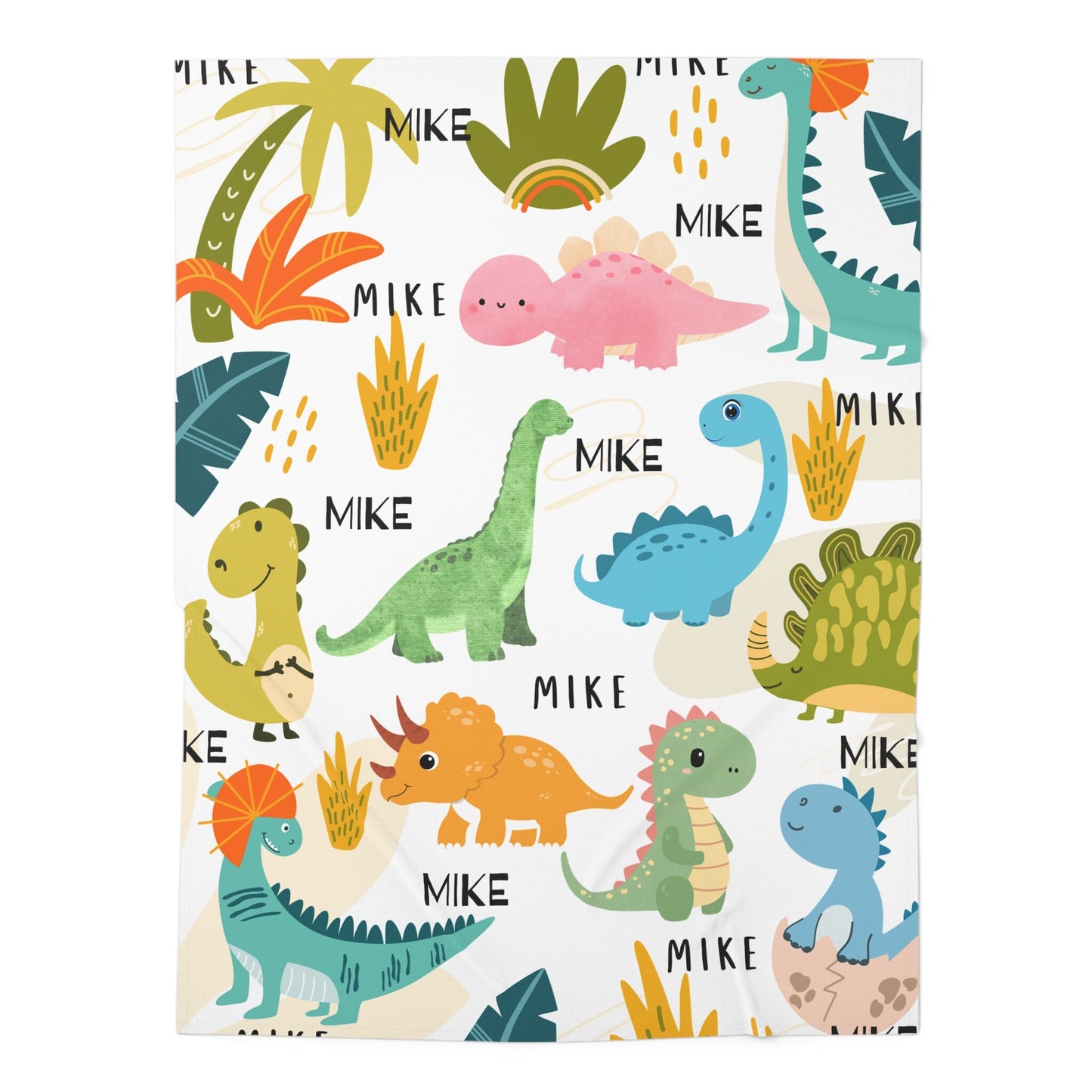 Personalized Dinosaur Baby Swaddle With Custom Name Blanket