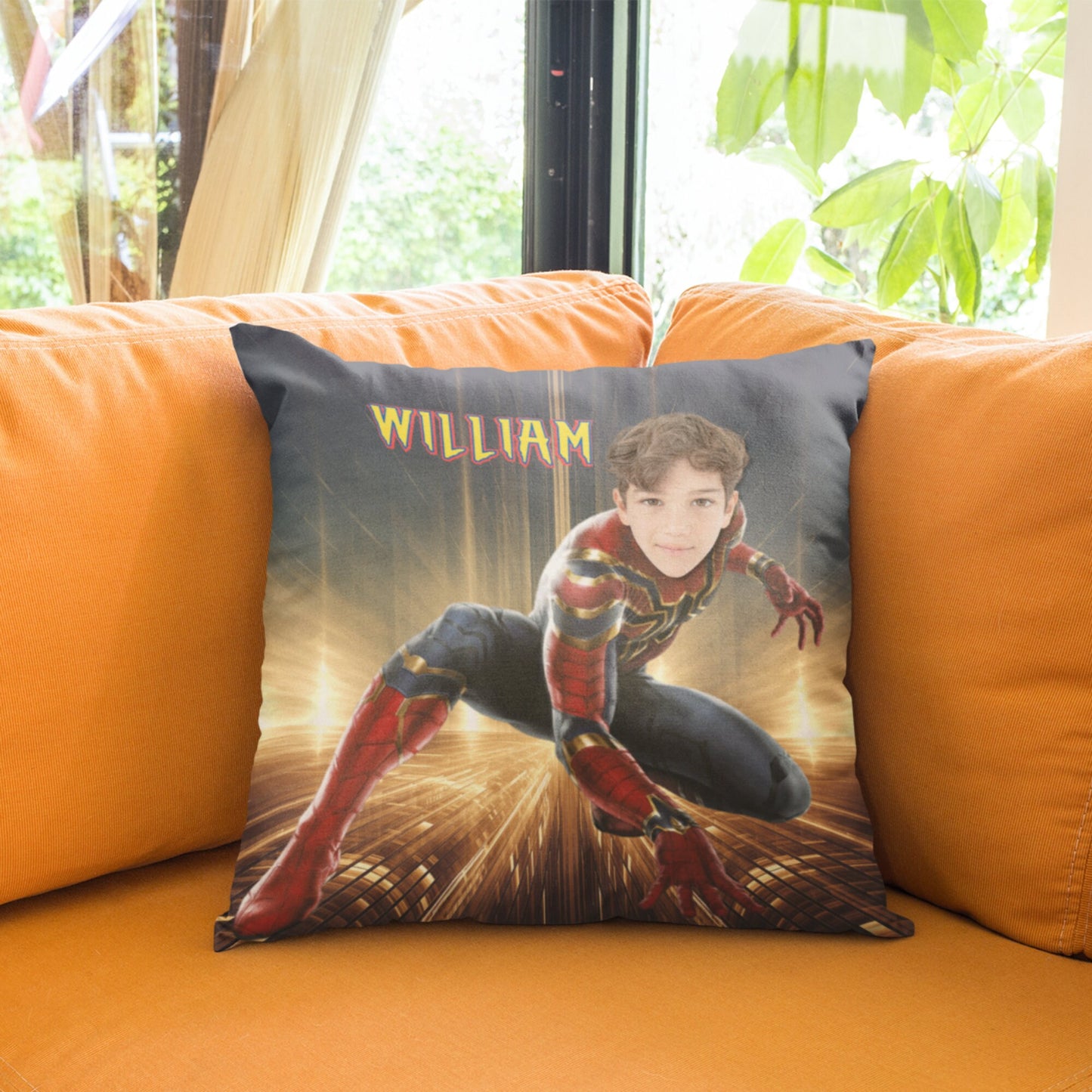Personalized Spiderman Pillow with Name – Custom Superhero Pillow for Kids | Double-Sided Print & Cozy Room Decor