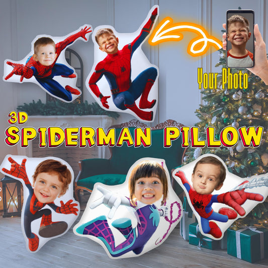 Personalized 3D Spiderman Christmas Pillow – Custom Superhero Gift for Kids, Grandkids & Fans