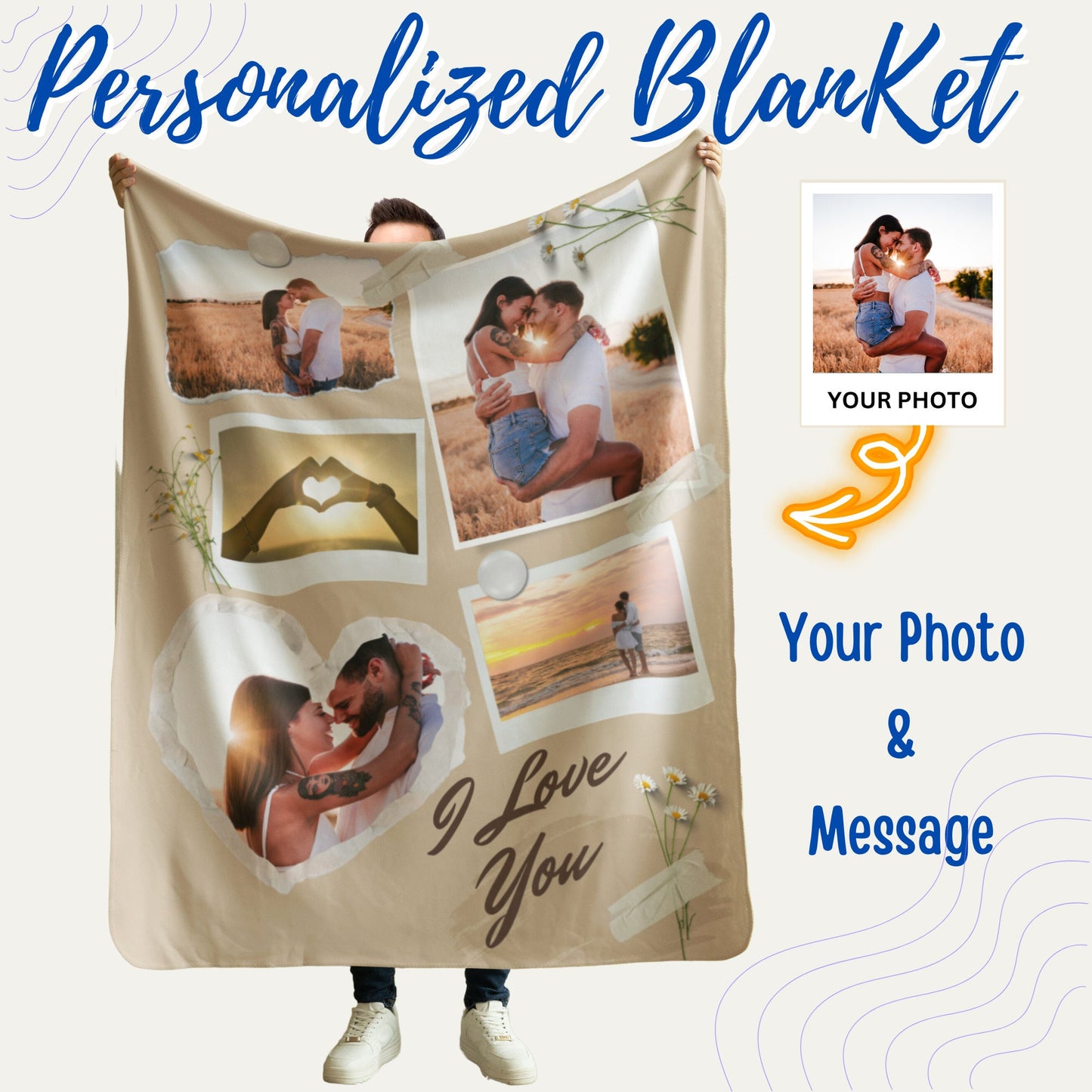 Personalized Photo Collage Blanket – Gift for Couples, him or her & Anniversaries