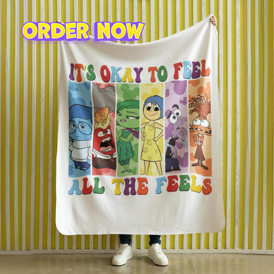Personalized Emotion Blanket – Custom Name & Photo Gift Featuring Joy, Sadness, Anger & More Inspired by Inside Out