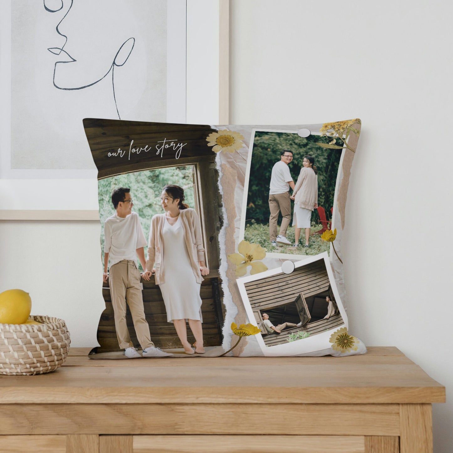 Personalized Couples Photo Collage Pillow – Custom Names & Romantic Keepsake Gift