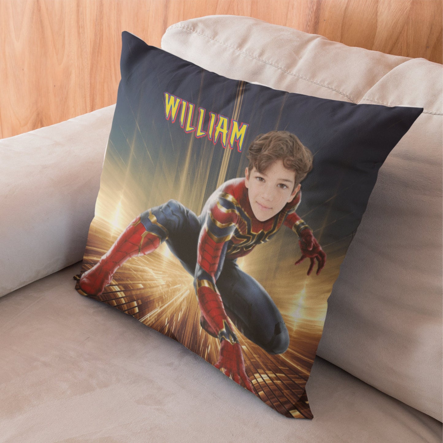 Personalized Spiderman Pillow with Name – Custom Superhero Pillow for Kids | Double-Sided Print & Cozy Room Decor