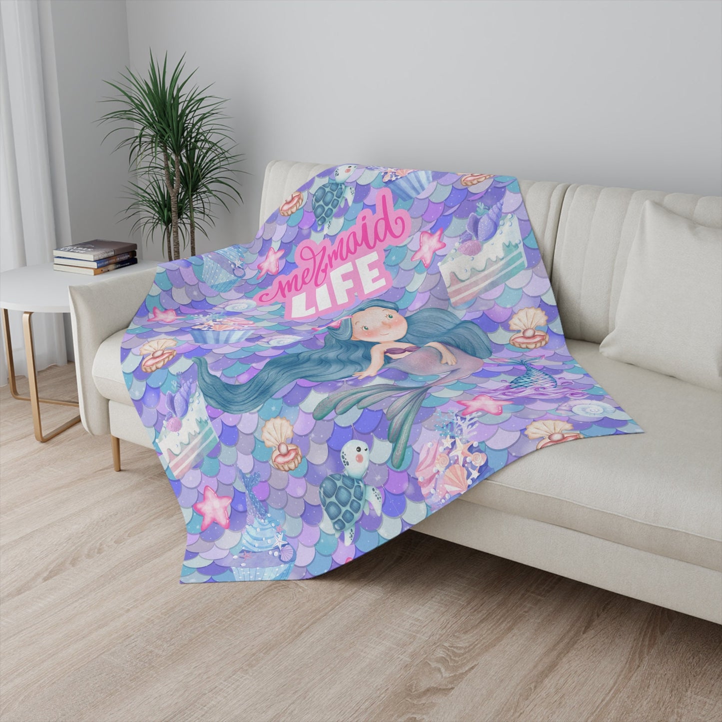 Personalized Mermaid Blanket for Kids, Custom Name Mermaid Life Blanket, Soft and Cozy Ocean Theme Throw, Unique Mermaid Lover Gift