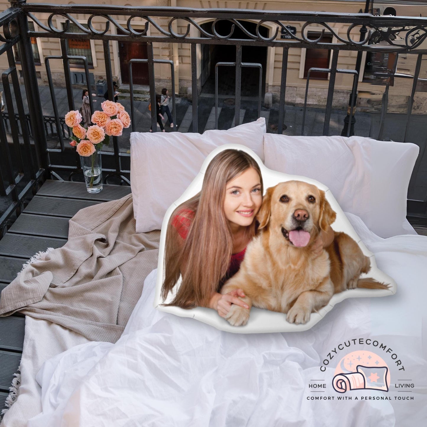 Personalized Pet Photo Pillow – Custom 3D Shaped Cushion for Dog & Cat Lovers | Memorial Gift & Cozy Keepsake