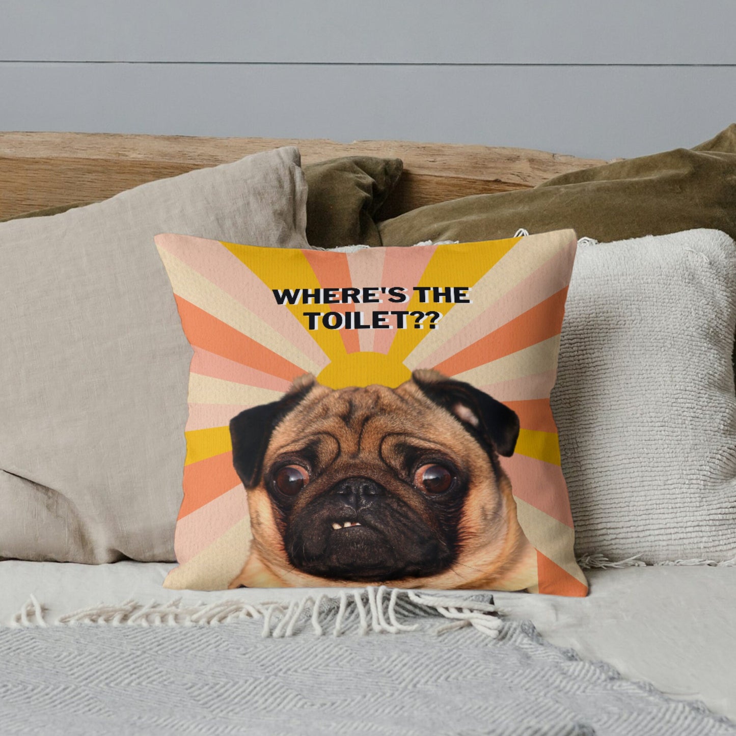 Personalized Funny Pet Photo Pillow – Custom Dog Cushion with Hilarious Quote for Animal Lovers