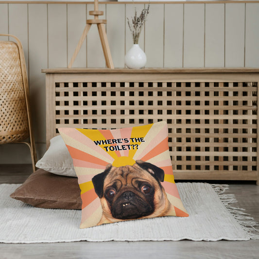 Personalized Funny Pet Photo Pillow – Custom Dog Cushion with Hilarious Quote for Animal Lovers