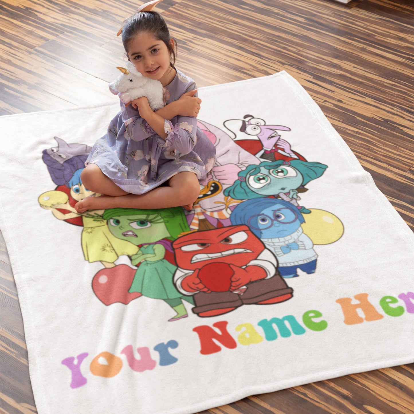 Personalized Emotion Blanket – Custom Name & Photo Gift Inspired by Inside Out with Joy, Sadness, Anger & More