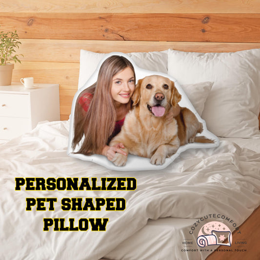 Personalized Pet Photo Pillow – Custom 3D Shaped Cushion for Dog & Cat Lovers | Memorial Gift & Cozy Keepsake
