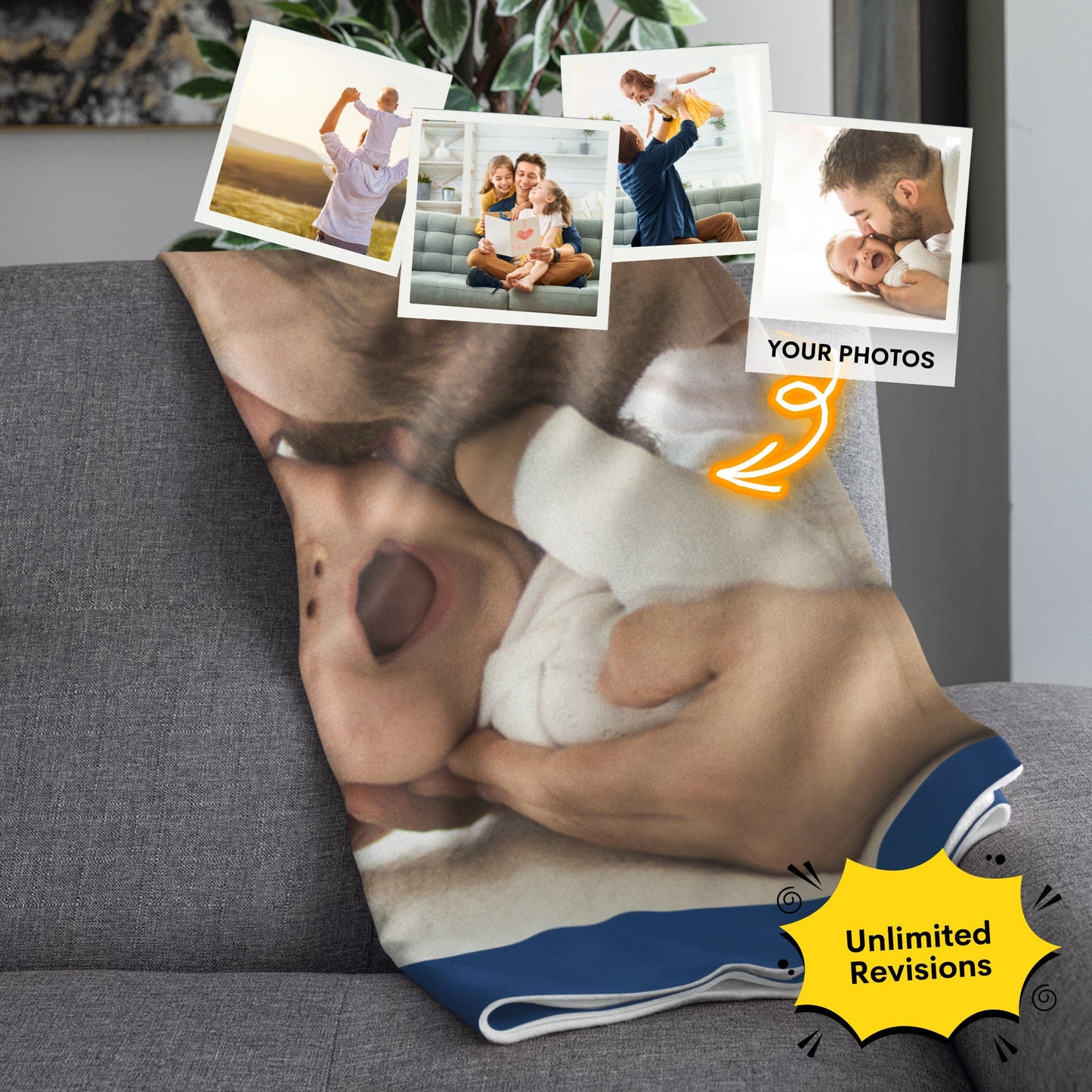 Personalized Dad Blanket with Text, Custom Father's Day Blanket, Grandpa Gift, Birthday Gift For Dad, You're My Hero Dad, Best Dad Blanket