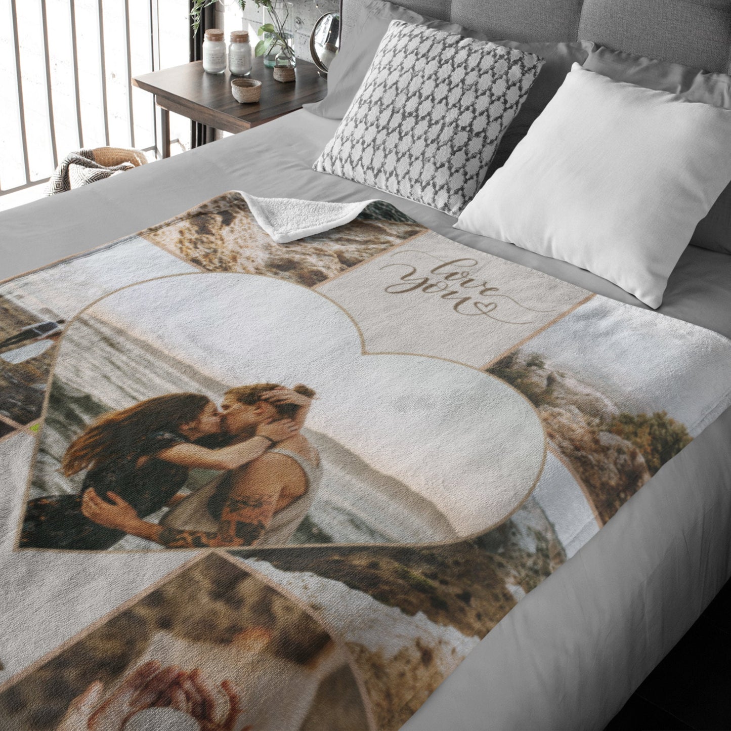 Personalized Photo Collage Blanket – “Love You Forever” Gift for Couples & Anniversaries