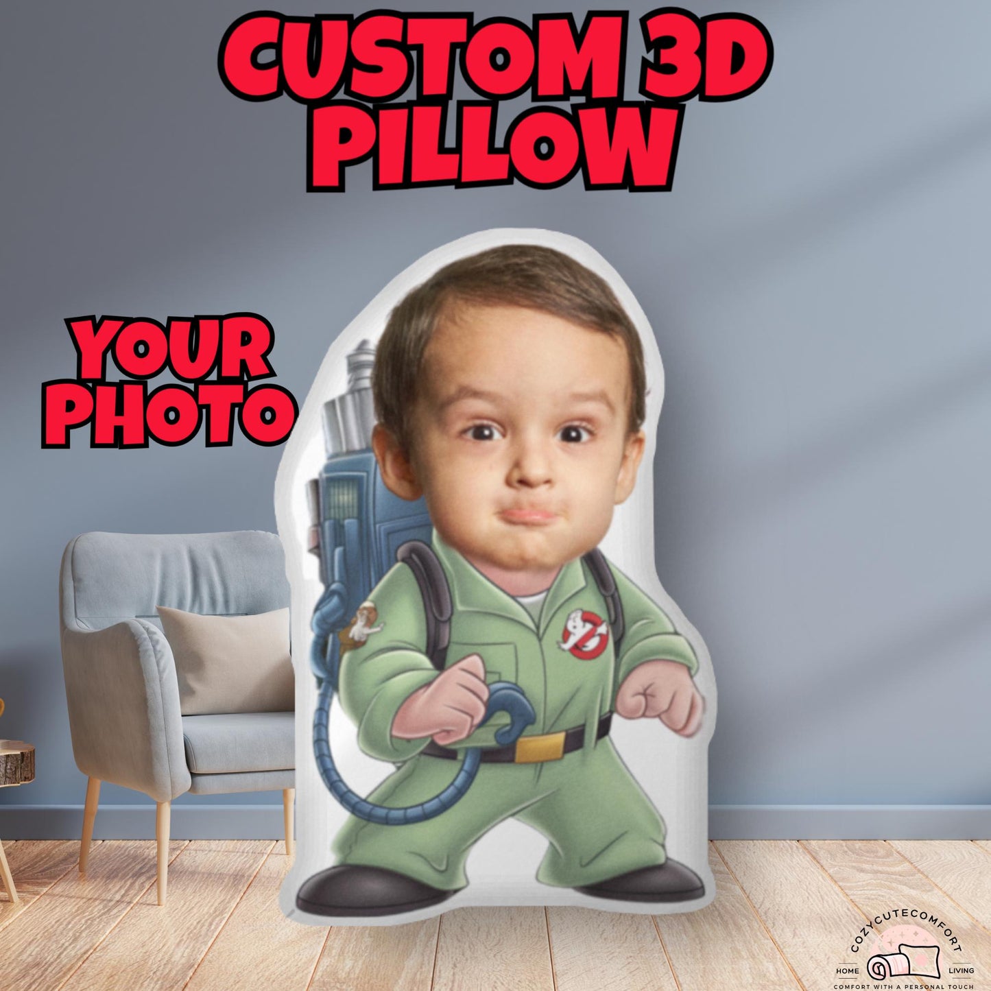 Personalized 3D Disney Character Pillow – Custom Name & Photo Gift Featuring Mickey, Elsa & More