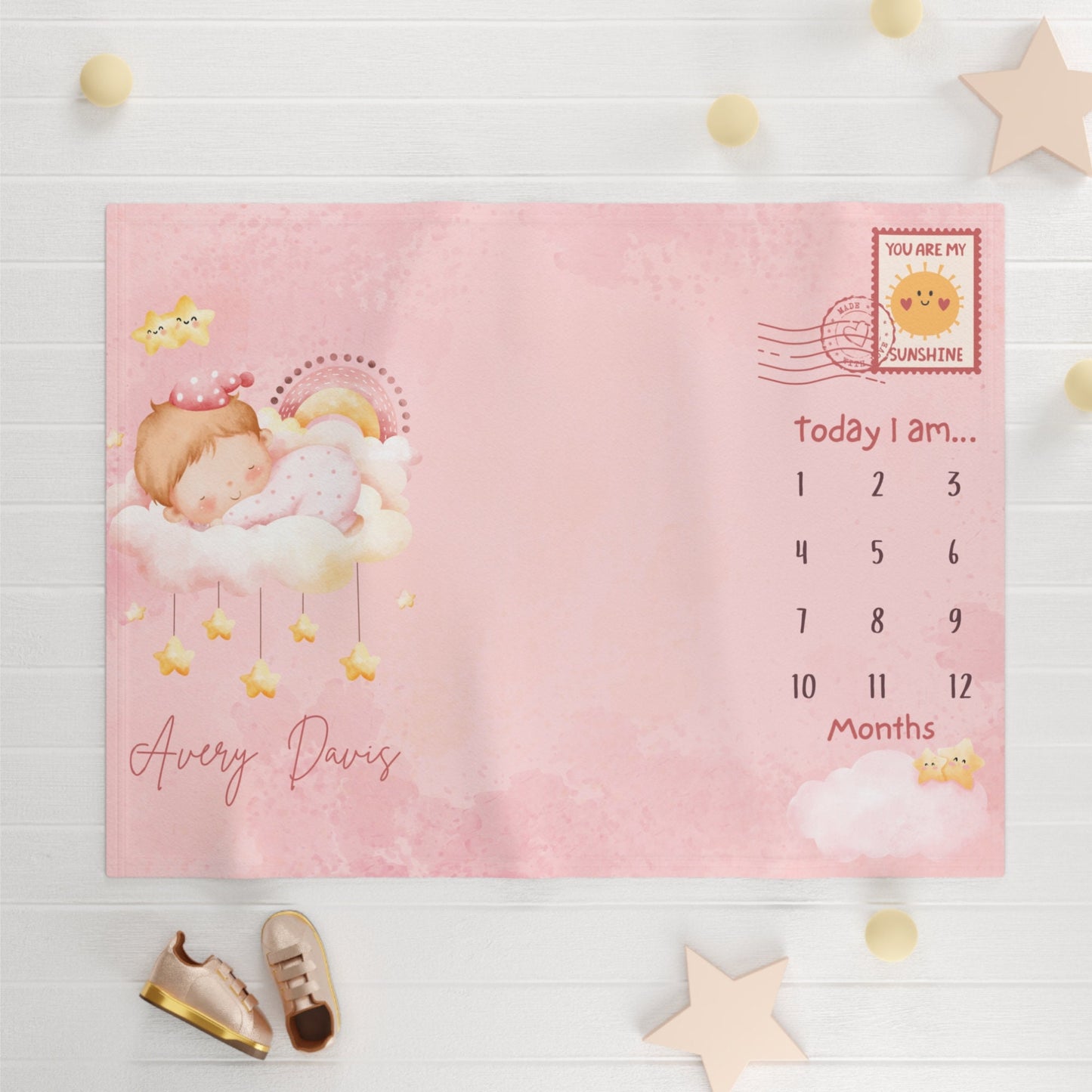 Personalized Baby Milestone Swaddle – Custom Name Monthly Tracker for DIY Photoshoots