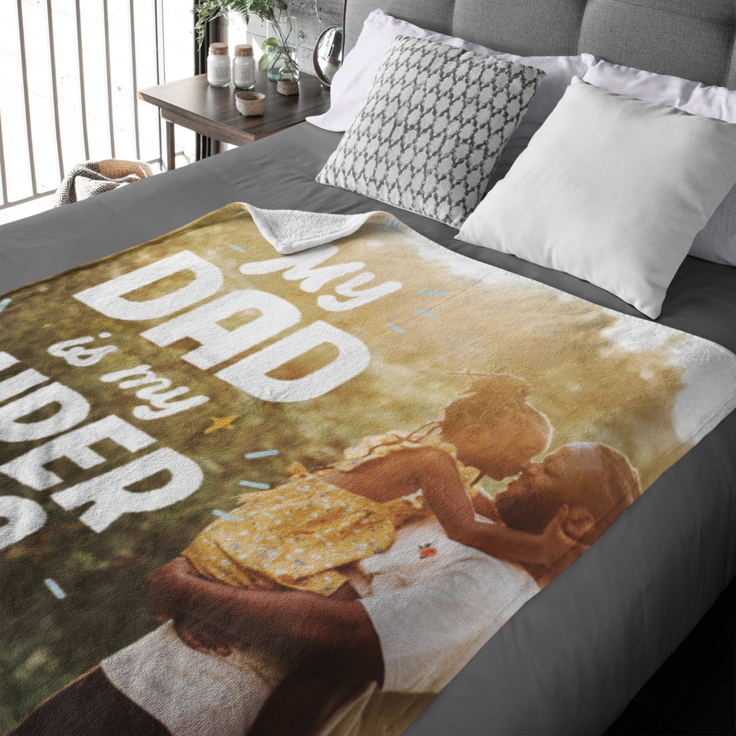 Personalized Photo Blanket – Custom Gift for Dad, Grandpa, or Him