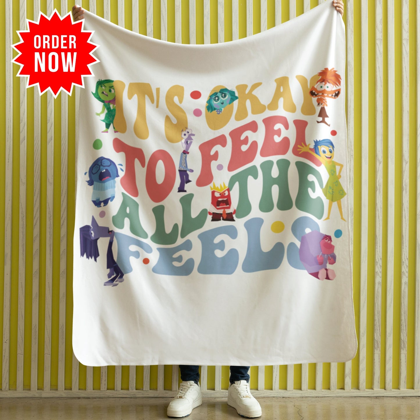 Personalized Emotion Blanket – Custom Name & Photo Gift Featuring Joy, Sadness, Anger & More Inspired by Inside Out