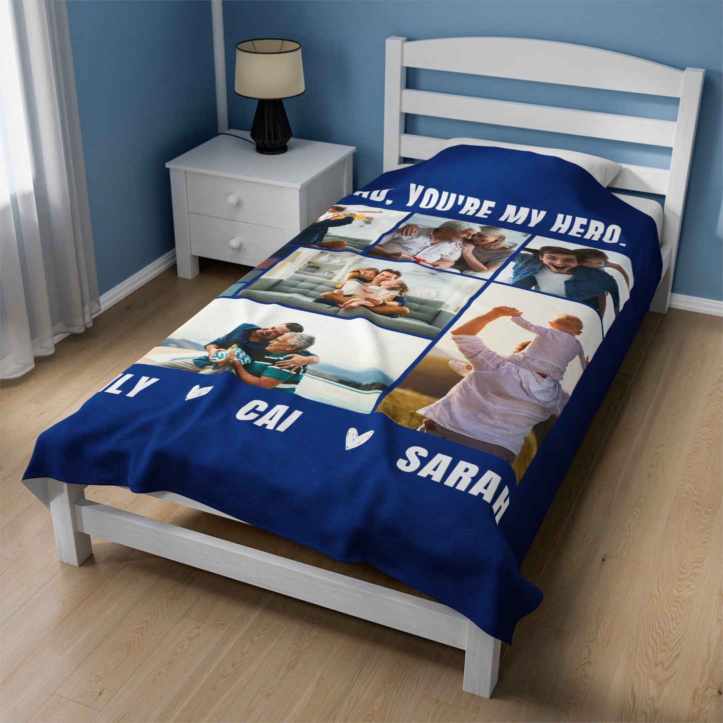 Personalized Dad Blanket with Text, Custom Father's Day Blanket, Grandpa Gift, Birthday Gift For Dad, You're My Hero Dad, Best Dad Blanket