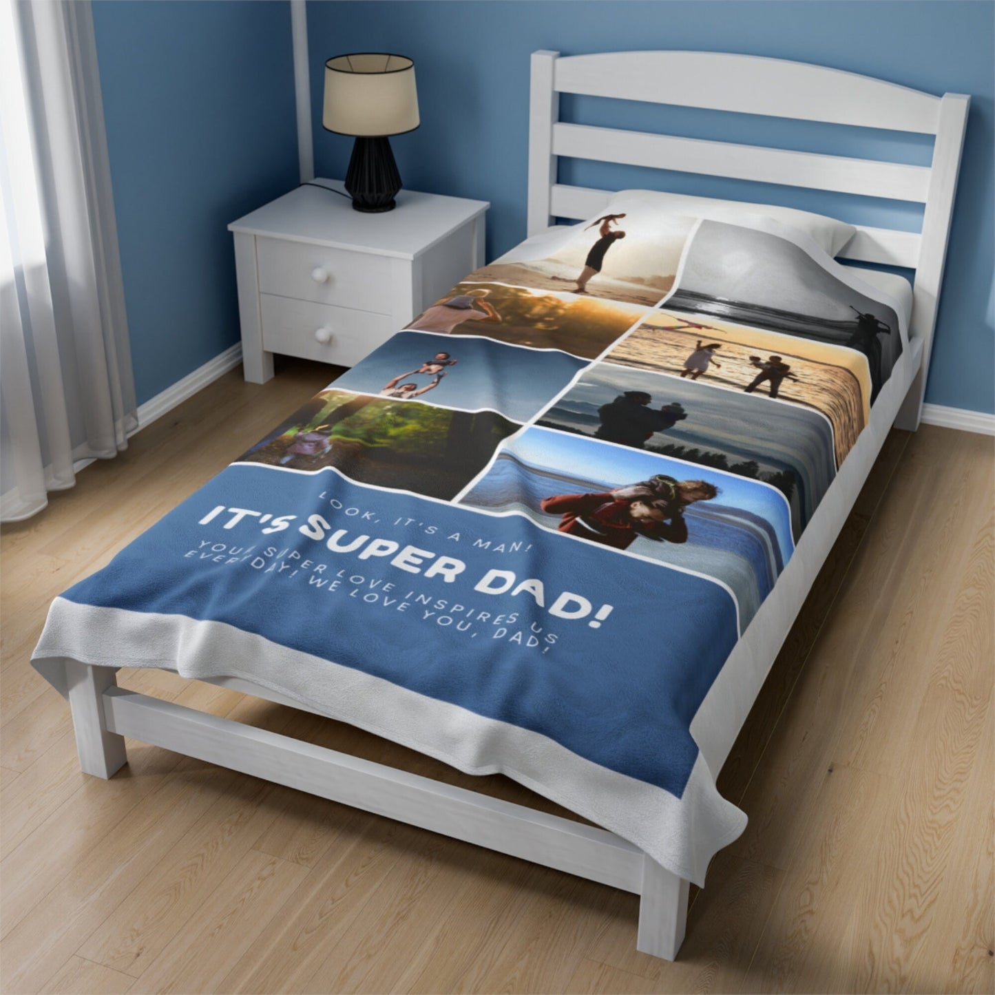 Personalized Photo Blanket – Custom Gift for Dad, Grandpa, or Him