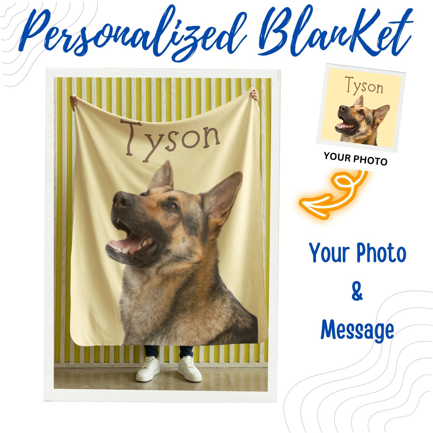 Personalized Dog Blanket – Custom Pet Photo Gift Portrait