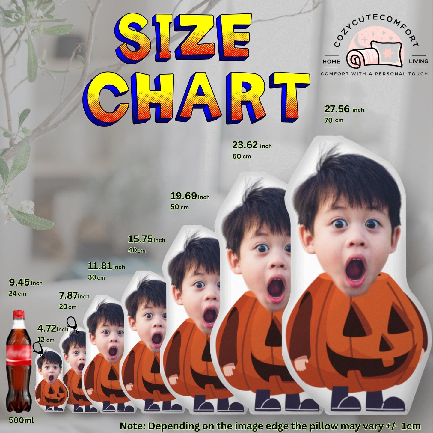 Personalized Halloween 3D Photo Pillow – Custom Kids Costume Pillow & Unique Spooky Gift