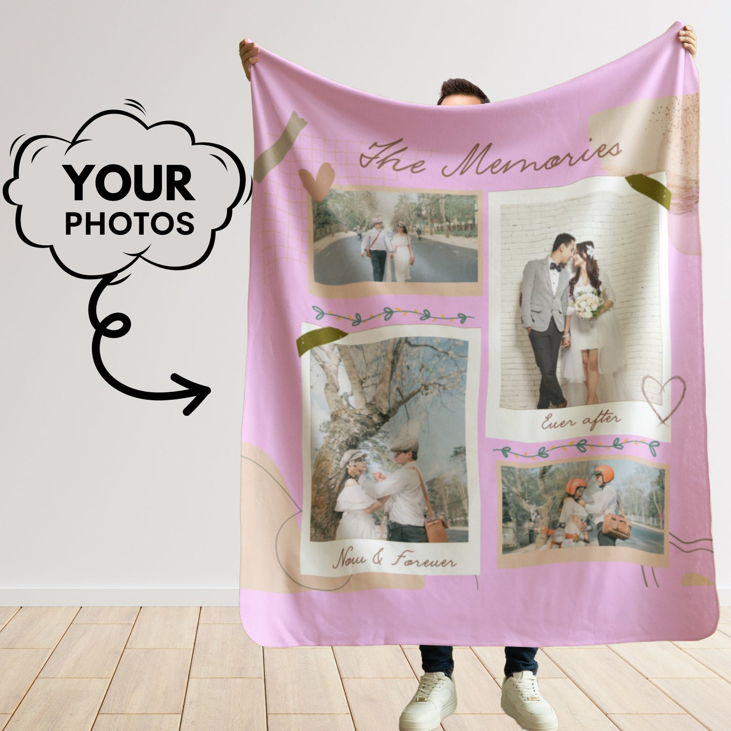 Personalized Wedding Photo Collage Blanket – Gift for Couples, Engagements & Anniversaries