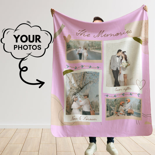 Personalized Wedding Photo Collage Blanket – Gift for Couples, Engagements & Anniversaries