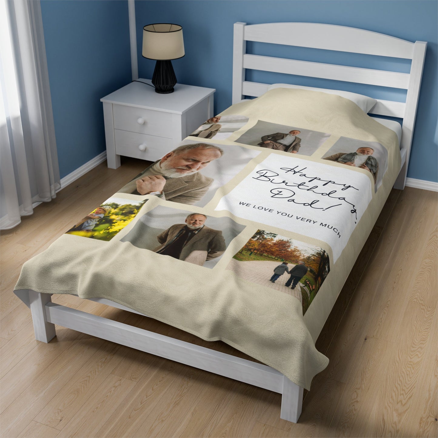 Personalized Grandpa Photo Blanket – Custom Collage Gift for Deployment, Father’s Day & Family Moments