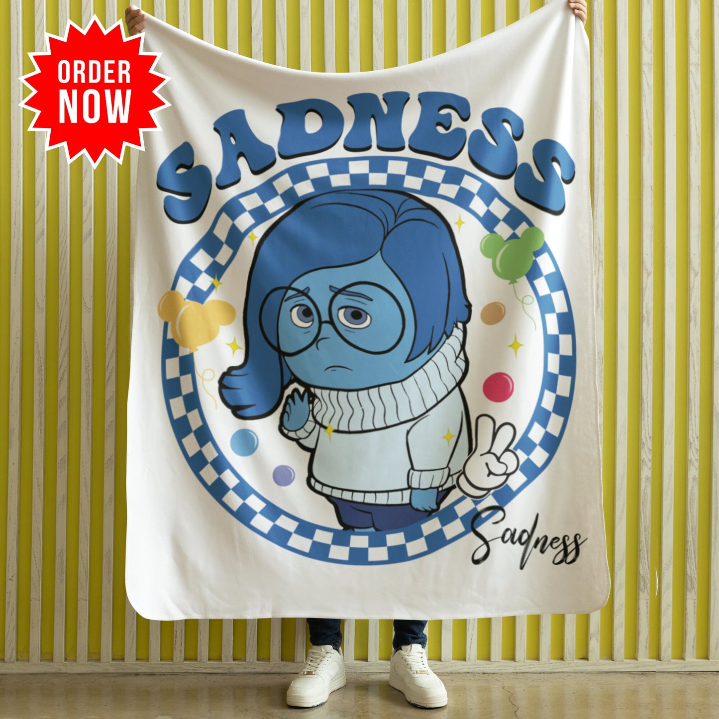 Personalized Emotion Blanket – Custom Name & Photo Gift Featuring Joy, Sadness, Anger & More Inspired by Inside Out