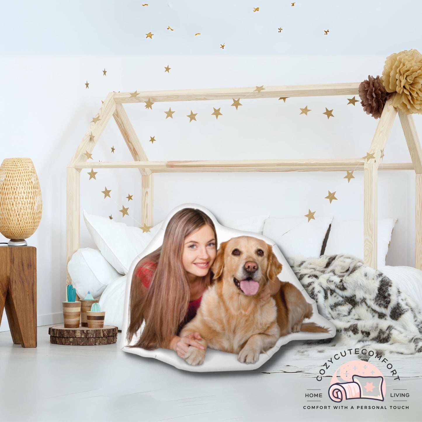 Personalized Pet Photo Pillow – Custom 3D Shaped Cushion for Dog & Cat Lovers | Memorial Gift & Cozy Keepsake