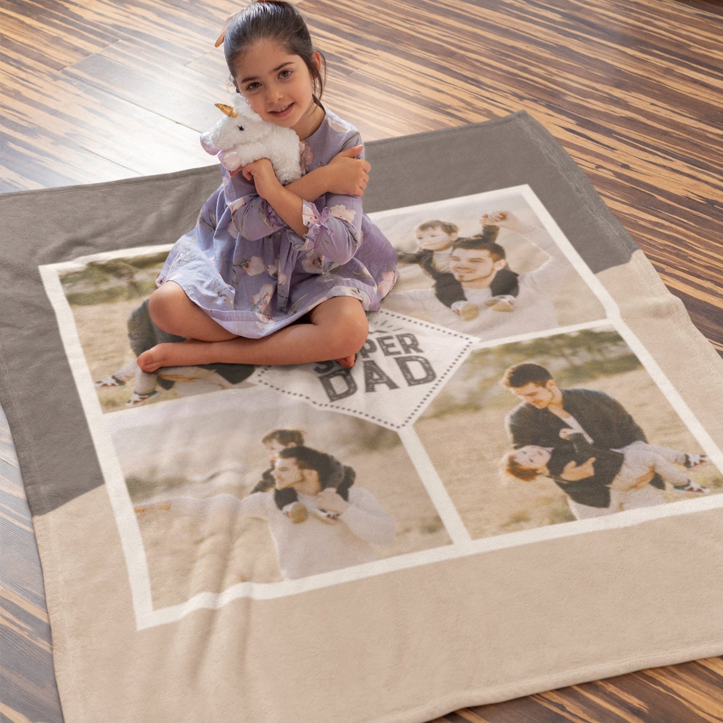 Personalized Dad Photo Blanket – Gift from Kids for Father’s Day, Stepdad & Bonus Dad