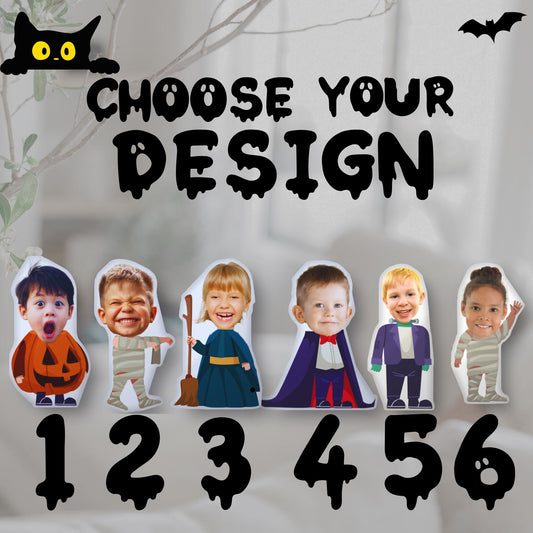 Personalized Halloween 3D Photo Face Pillow – Custom Kids Costume Pillow & Spooky Decor